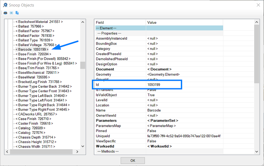 Selecting a shared parameter in RevitLookup to delete