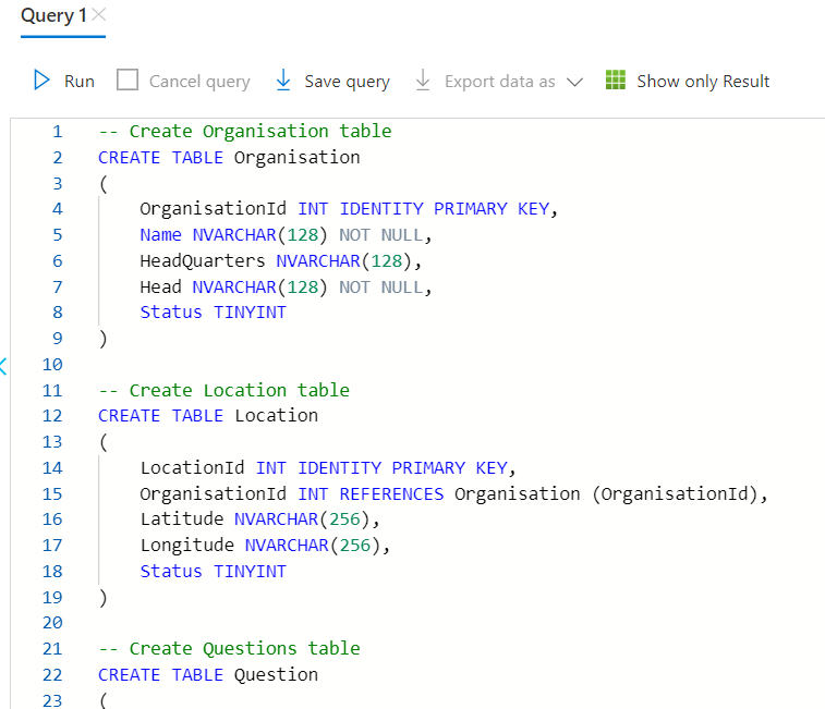 Azure SQL Database sample query