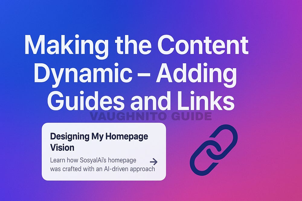 Next.js homepage layout showing guide section and clickable resource links for SosyalAi AI app.