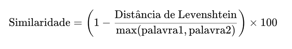 Fórmula da distância de Levenshtein "normalizada"