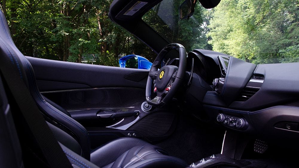 Passenger view of a 2016 Ferrari 488 Spider