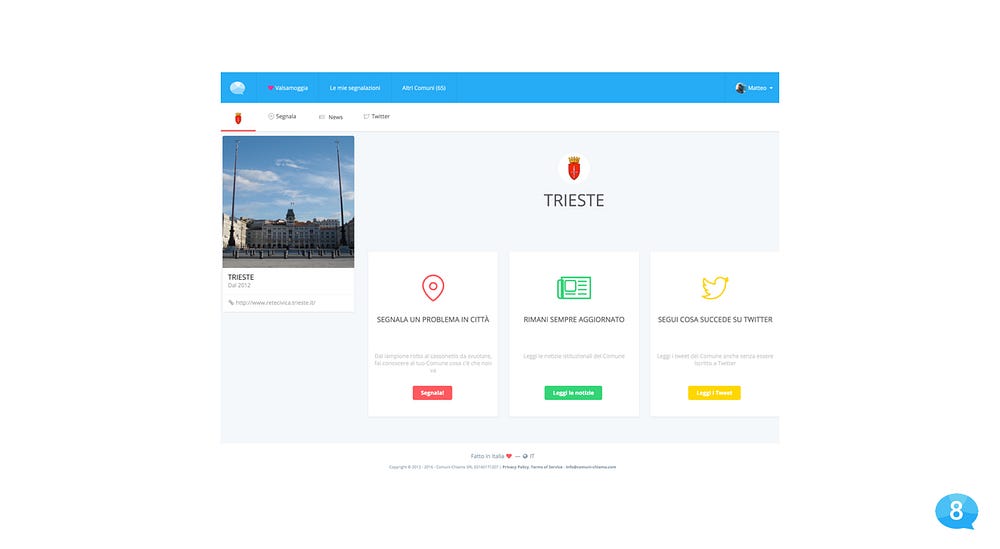 Schermata piattaforma web Comuni-Chiamo comunicazioni Schermata piattaforma web Comuni-Chiamo comunicazioni