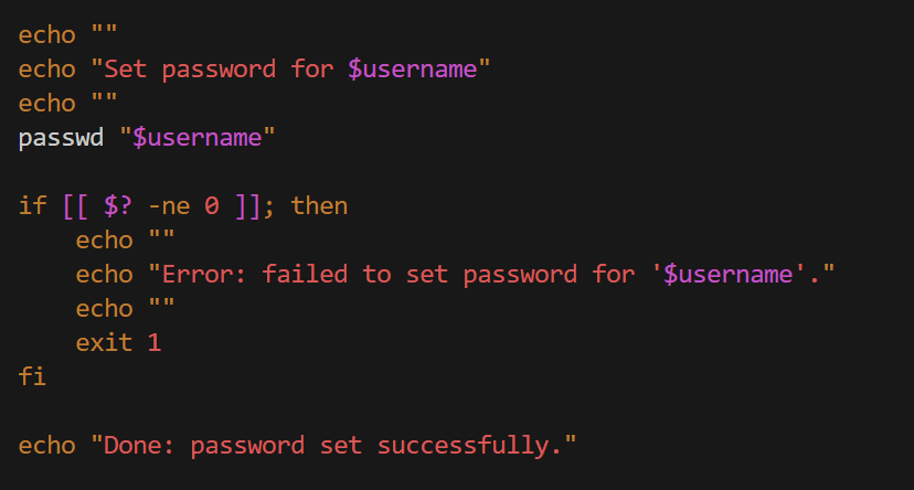 Password section