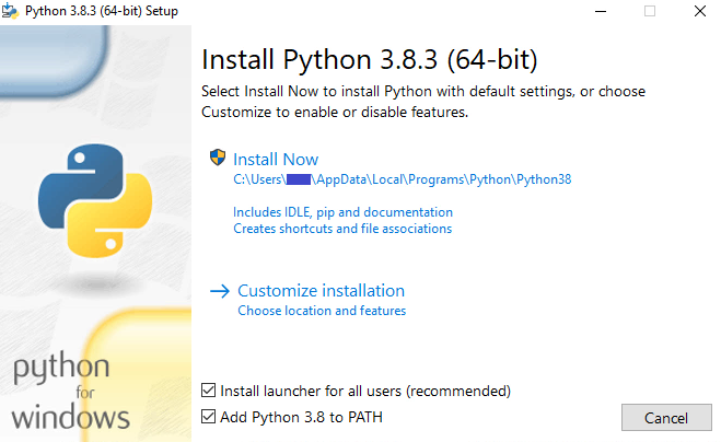 Add Python 3.x to PATH