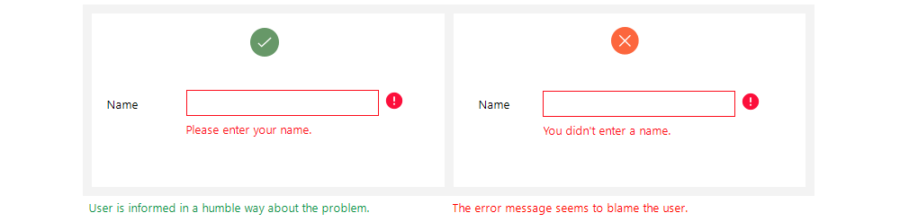 Correct communication of error messages