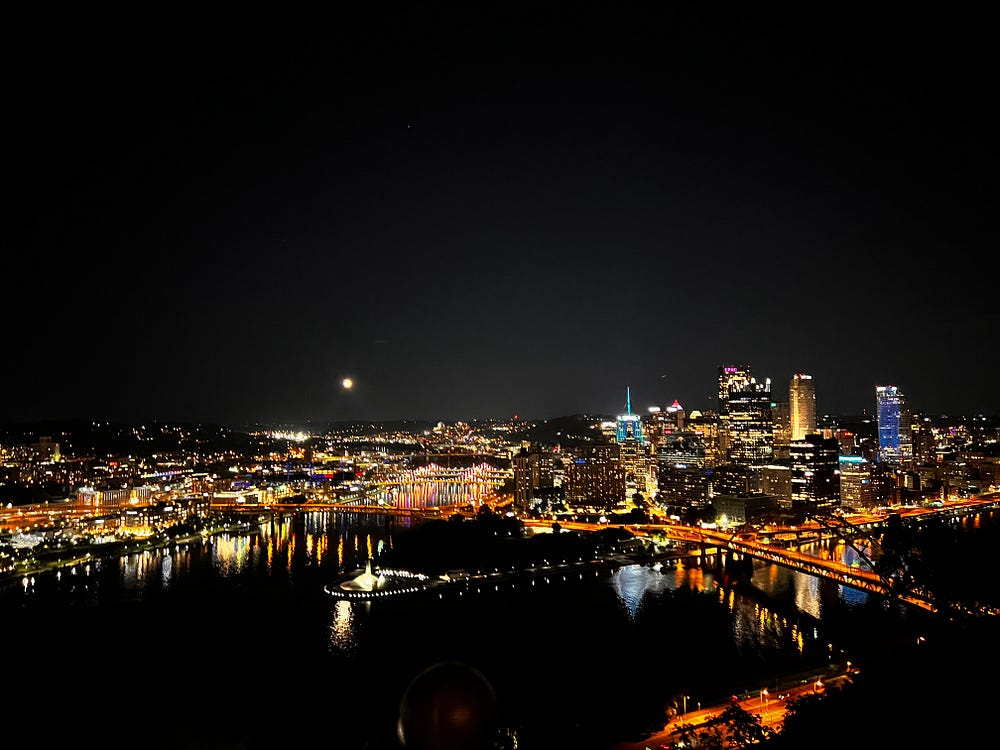 View of Pittsburgh at night from the Duquesne Incline