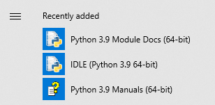 Find Python IDLE in the recently added