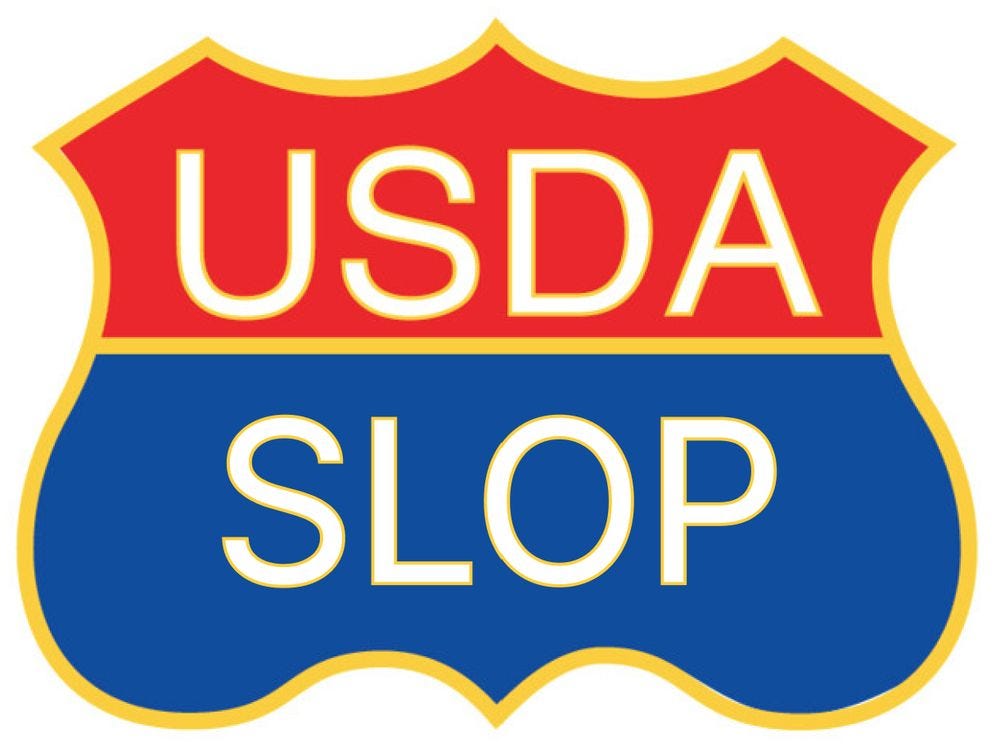 A USDA beef grade label edited to say “USDA Slop.”
