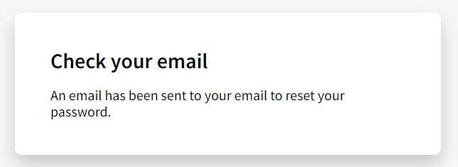 Password email sent screenshot on npm website