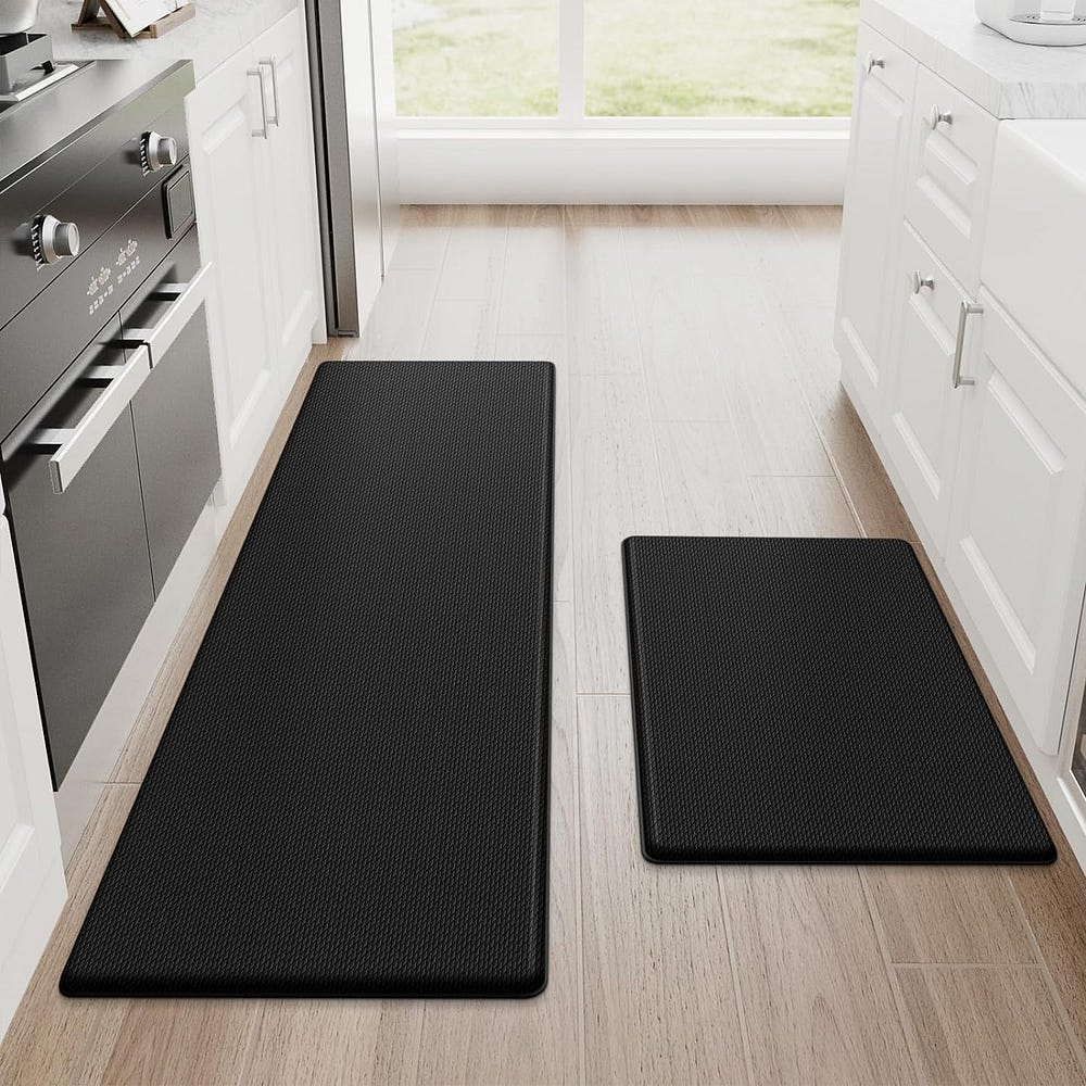 StepRite Kitchen Mats, 2PCS Kitchen Rugs, Cushioned Anti Fatigue Kitchen Mats for Floor, Non-Slip Standing Desk Mat, Waterproof Kitchen Rug Set for Kitchen