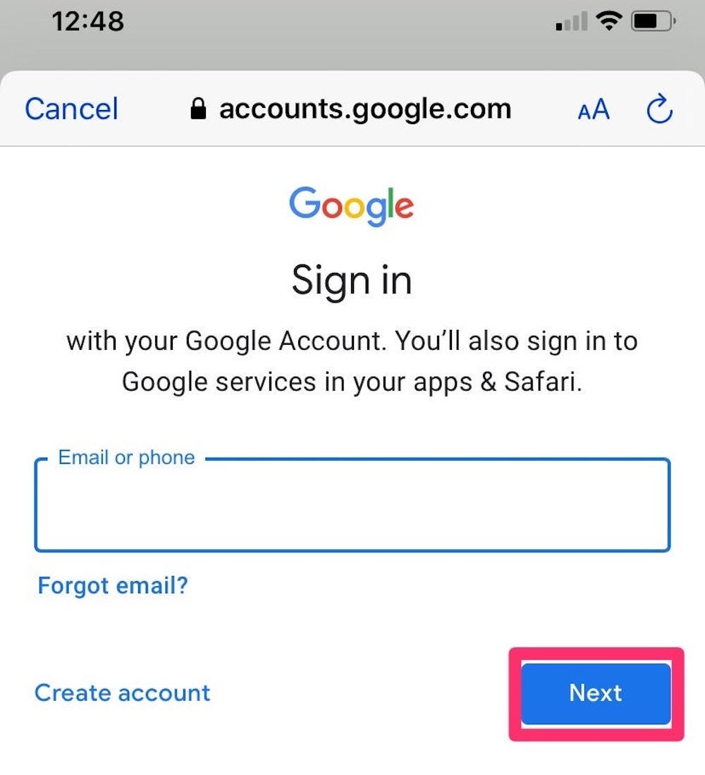 Log into your Google account
