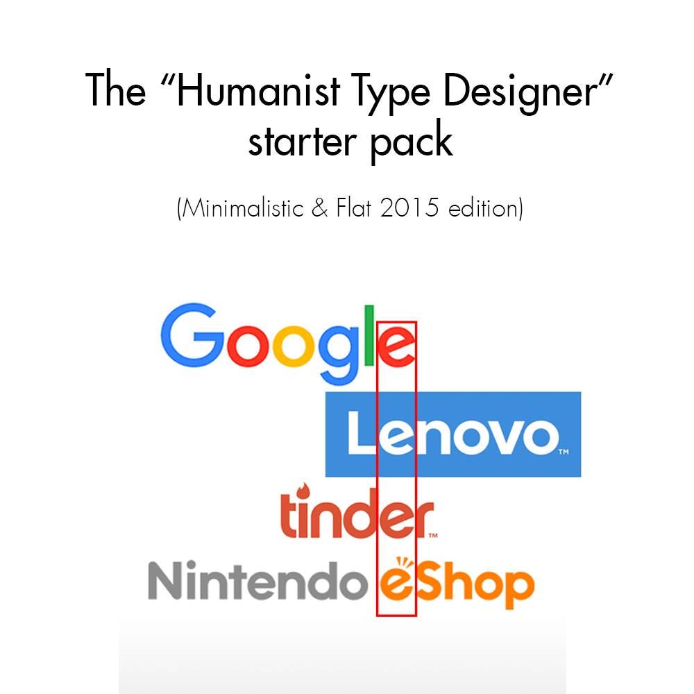 A graphic showing the similar typeface treatment in company logos.