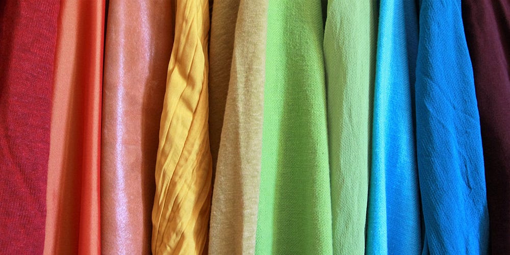 Rainbow-coloured textiles