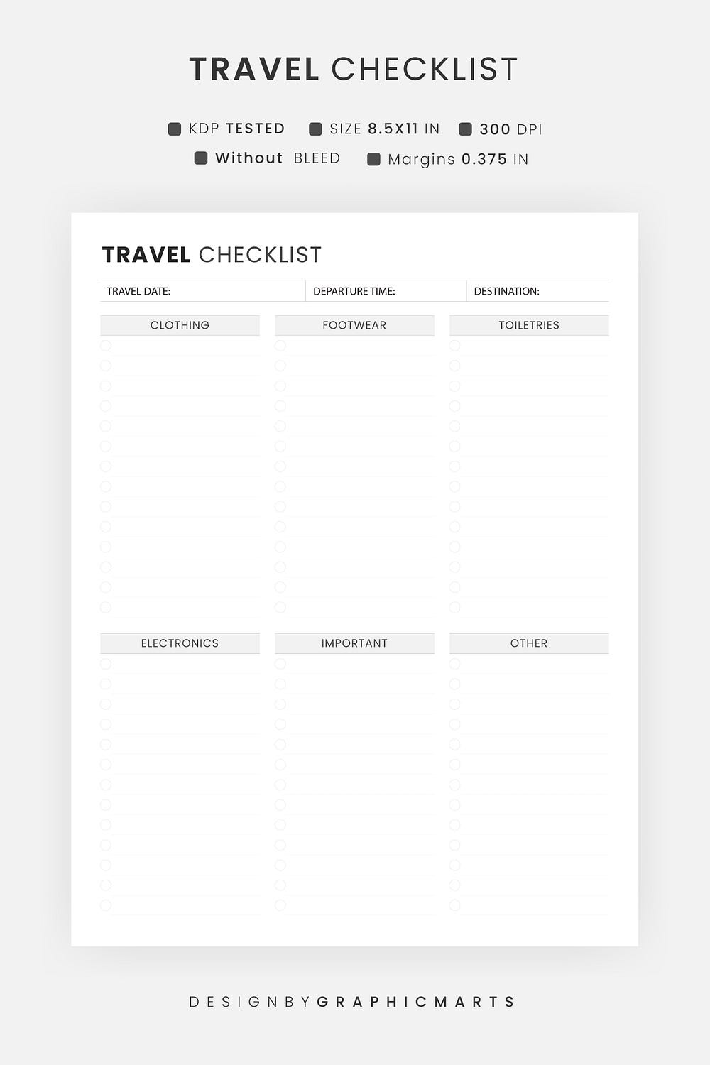 Editable International Travel Checklist Printable Travel Planner