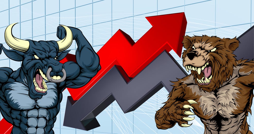 A visualization of a classic financial concept: the bull fighting the bear | Investment U