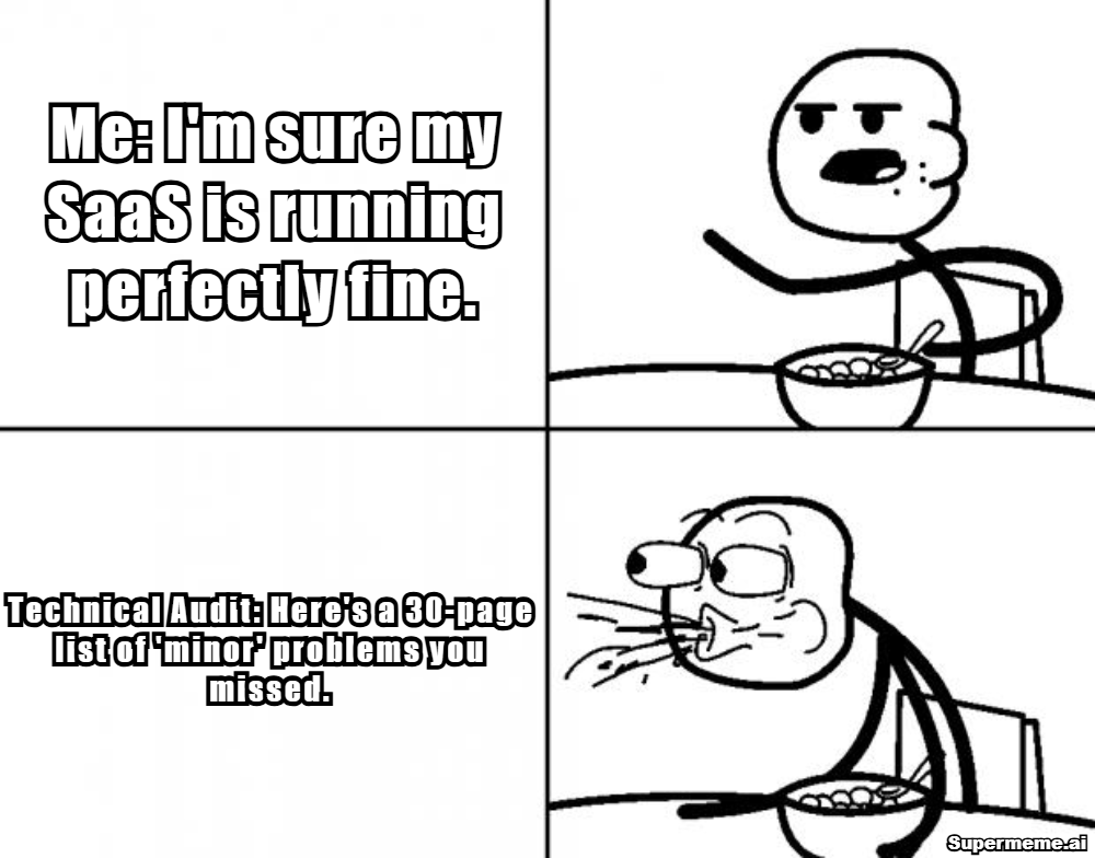 Meme on Technical Audit about the SaaS Technical Stuffs!