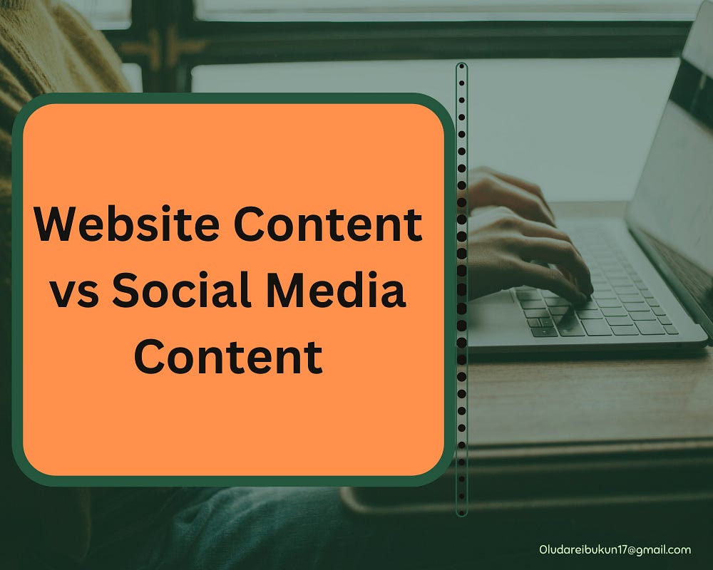 Image containing Website content vs social media content