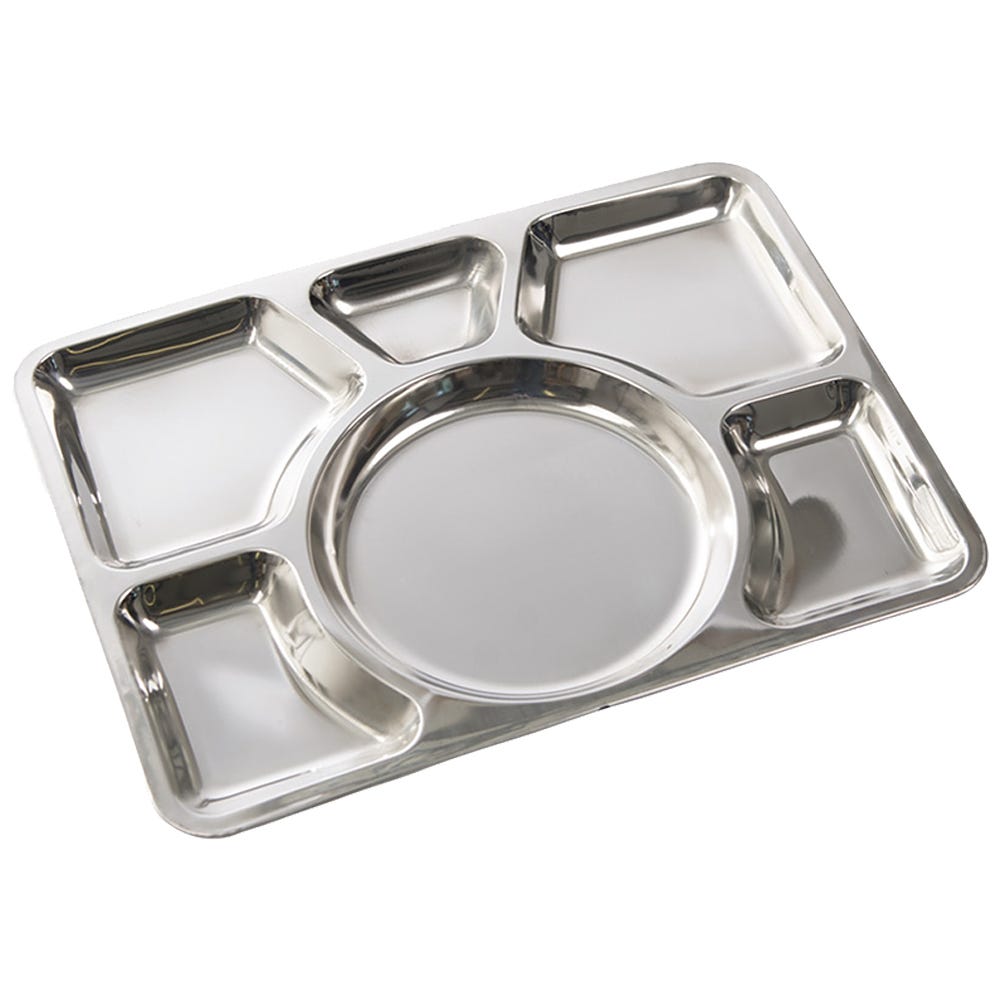 Metal tray plate with dividers