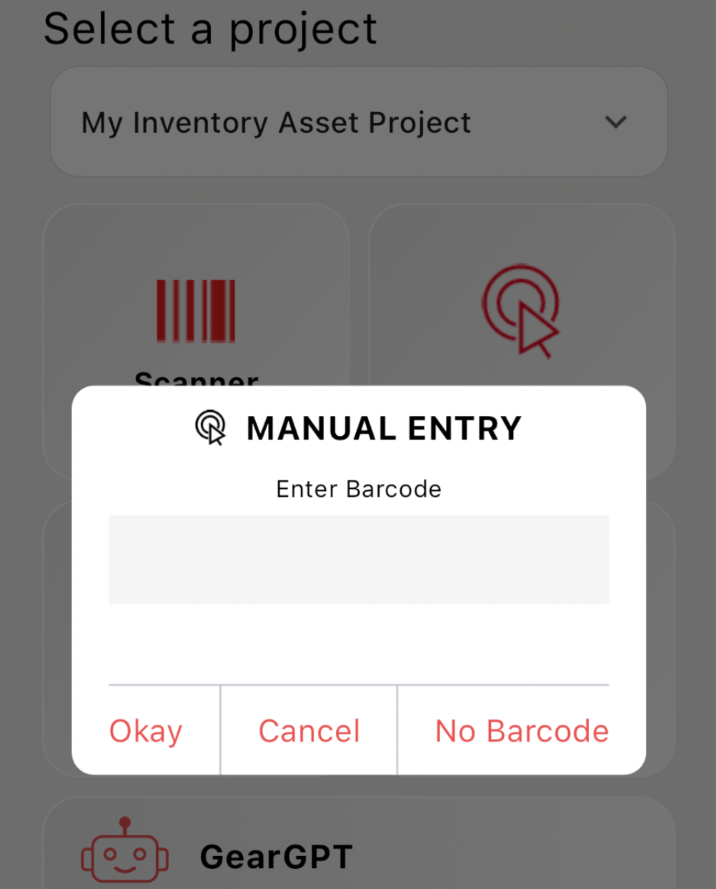Manual Entry option in GearChain