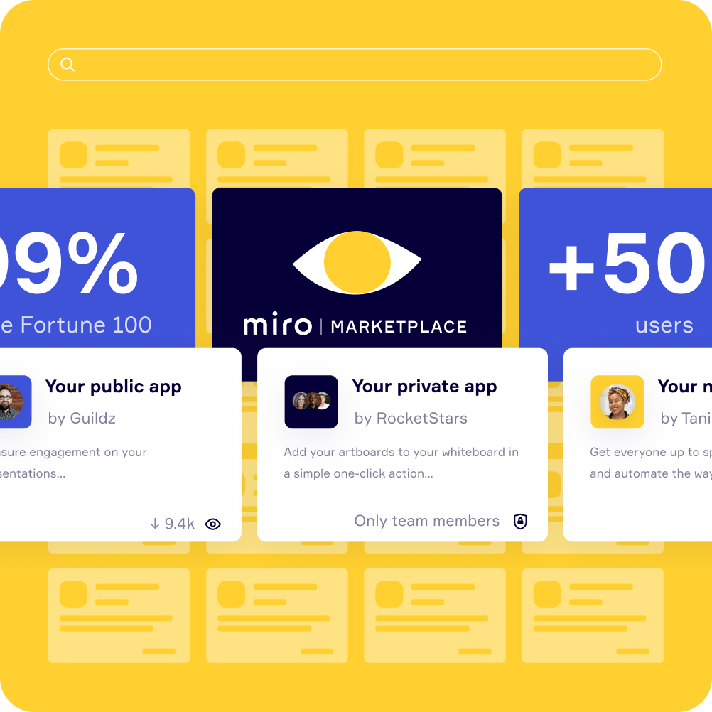 Abstract view of Miro Marketplace with generic apps