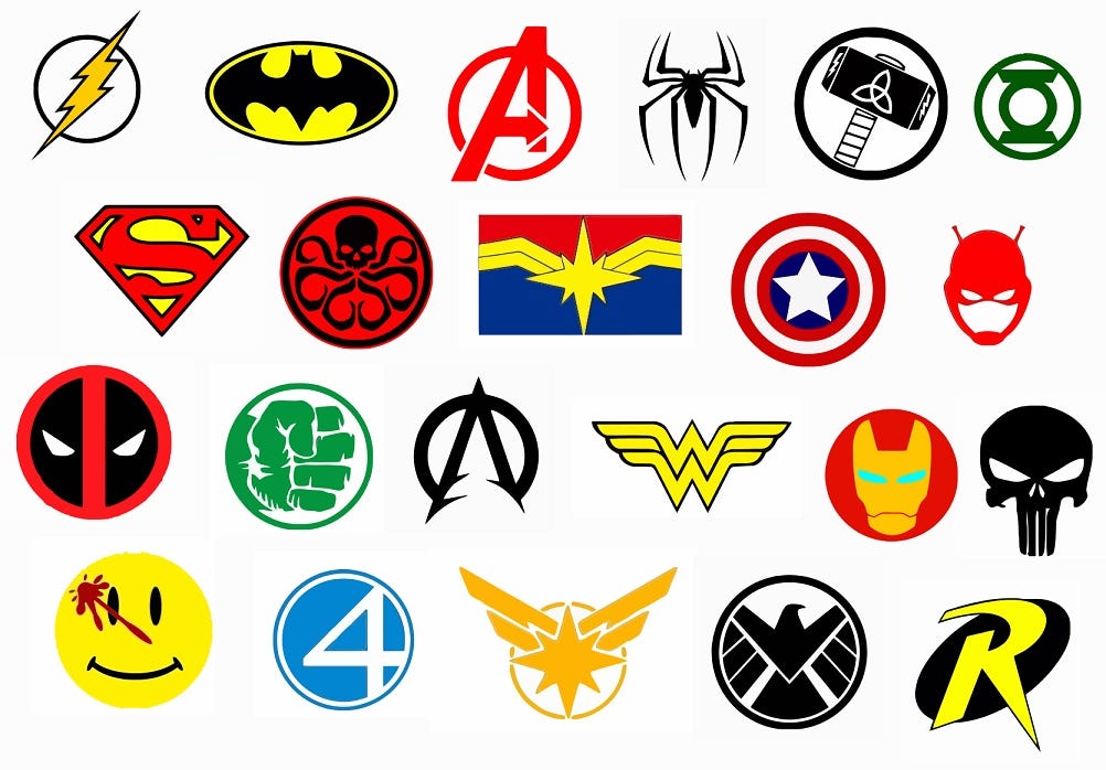 Superhero logo svg clip art drawing bundle image