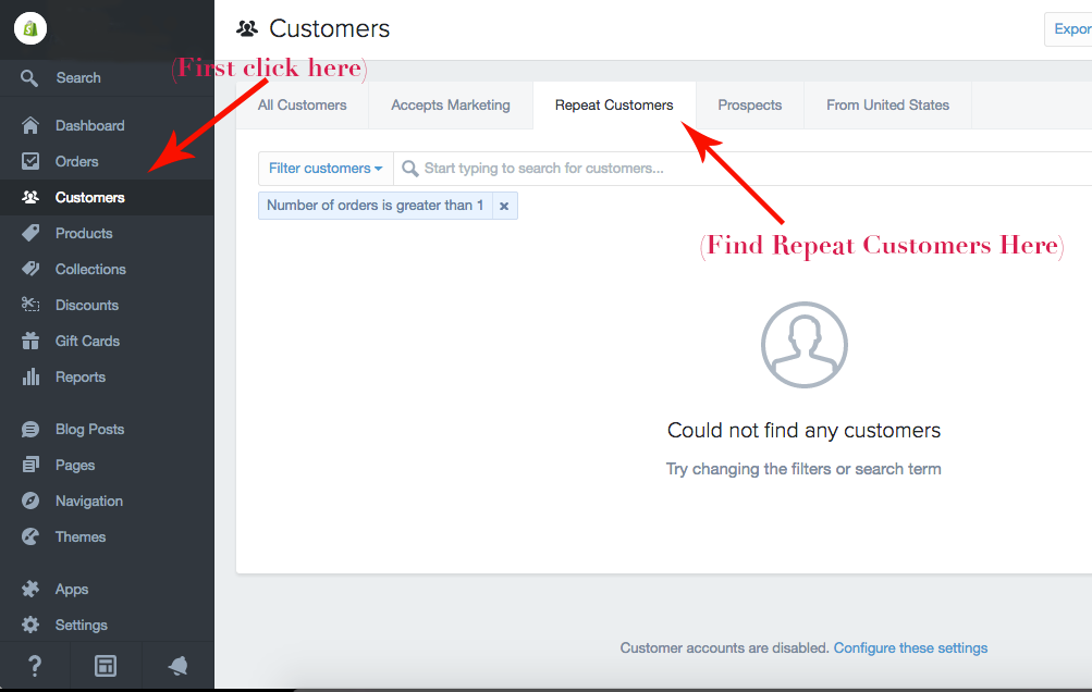 Shopify Backend Repeat Customers