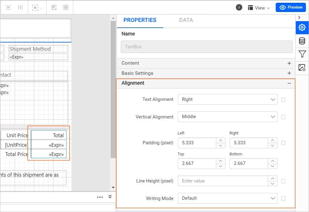 Alignment properties. | Professional Reports