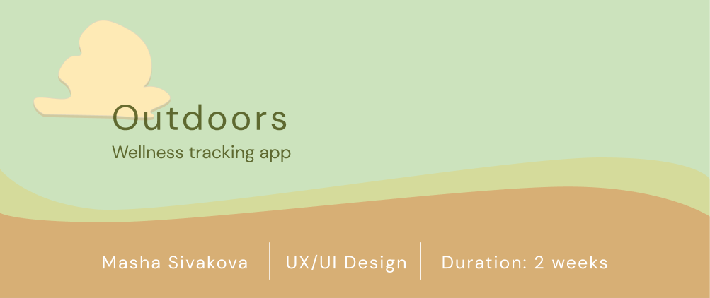 ‘Outdoors’ app cover page on a background with a cloud illustration