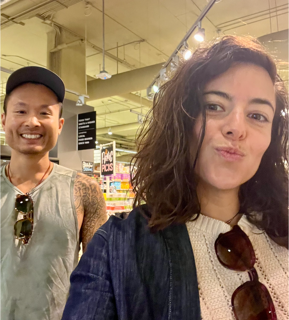 Picture both of us at Wholefoods, not on the day we met.