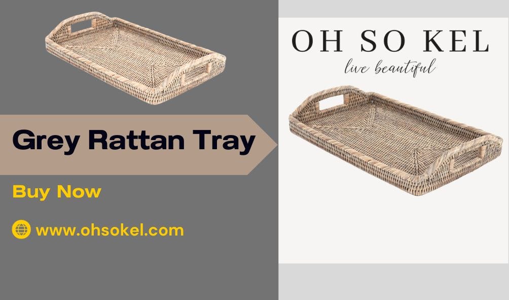 Grey Rattan Tray