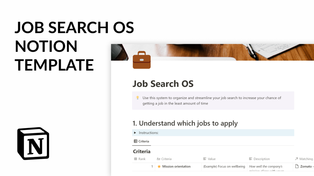 Notion Template for Job Applications and Job Search