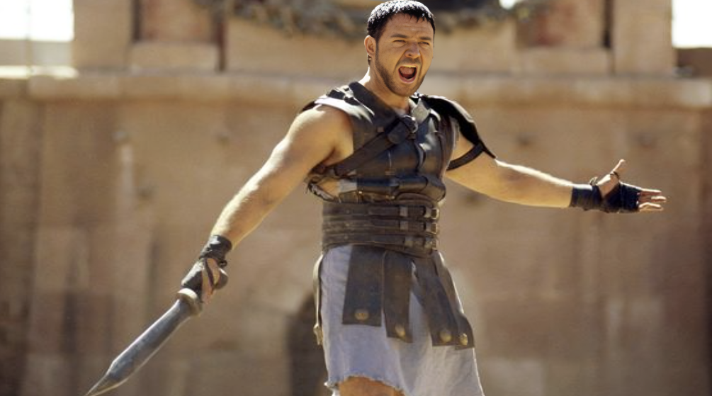 Gladiator Movie Scene, A man holding sword in hand