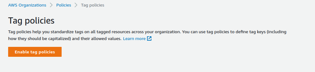 Under AWS Organizations -> Policies -> Tag policies, we have a big button Enable Tag Policies