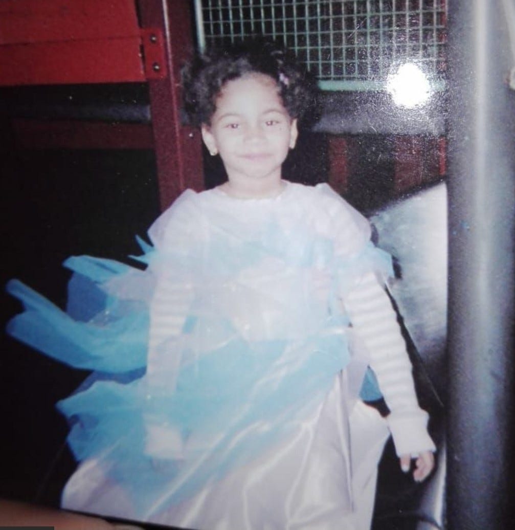 A photo of Acacia Souls persona, celebrating her first Halloween as Cinderella.