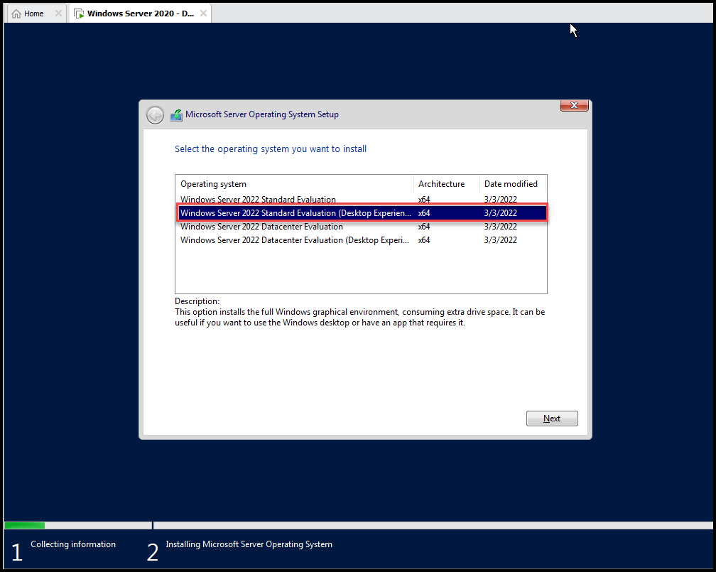 Figure 13 — shows selecting the second option “Standard Evaluation (Desktop Experience)” option. https://medium.com/r3d-buck3t