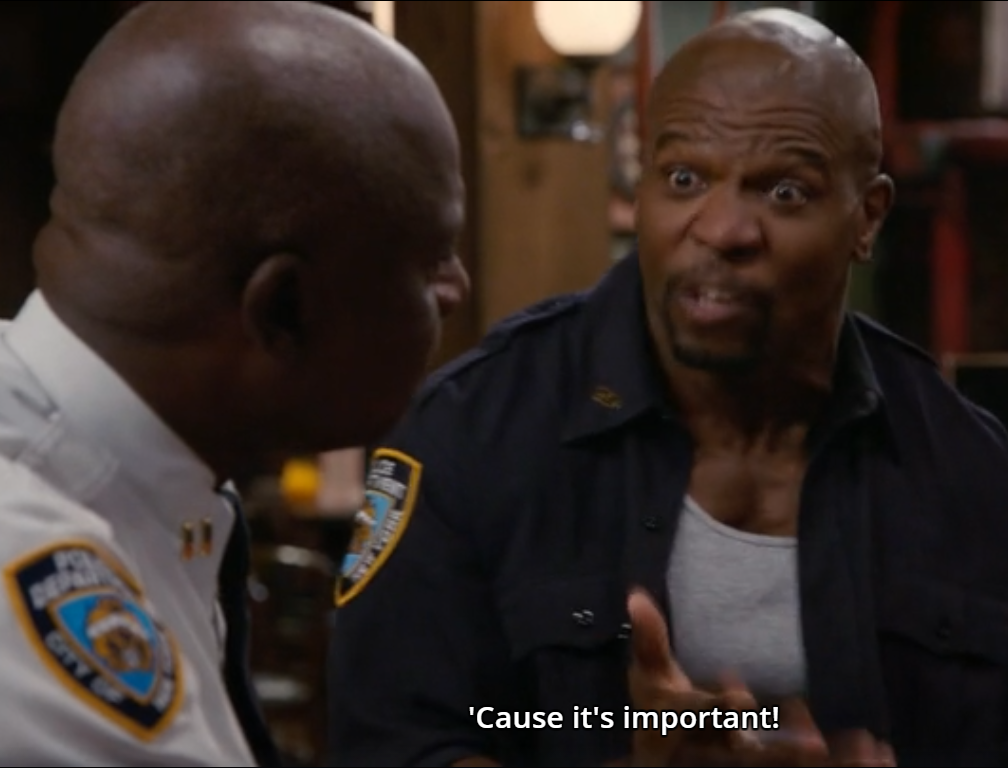 Holt and Terry in Seasons 3, Episode 2 of Brooklyn Nine-Nine.