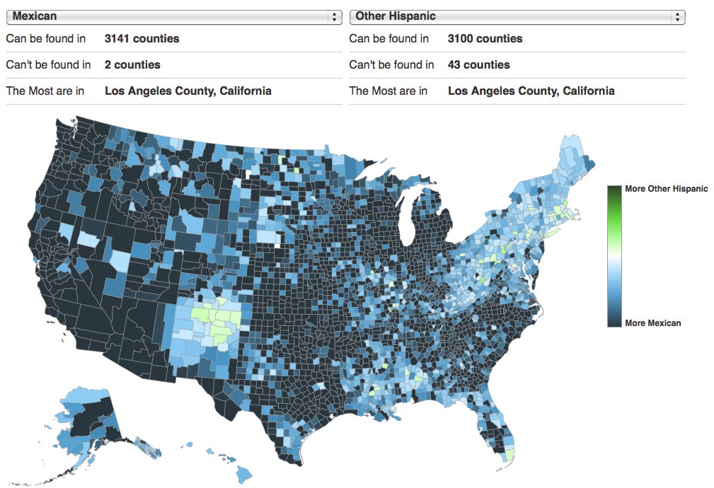 Map of Mexicans in the U.S.