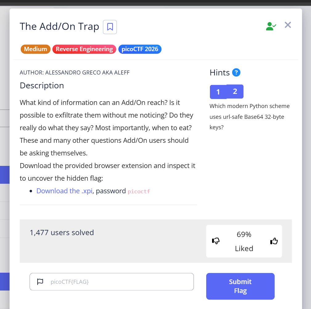PicoCTF 2026 — The Add/On Trap Writeup