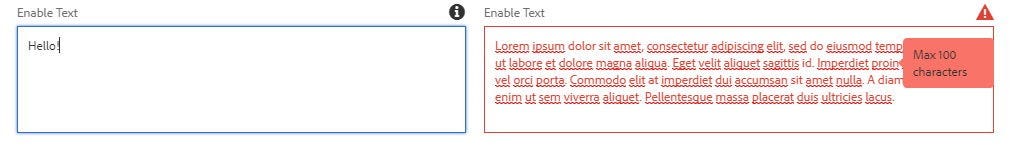 Text Area validation example