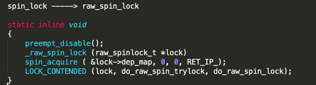 spinlock(), spin_lock_irq(), spin_lock_irqsave() in linux kernel.