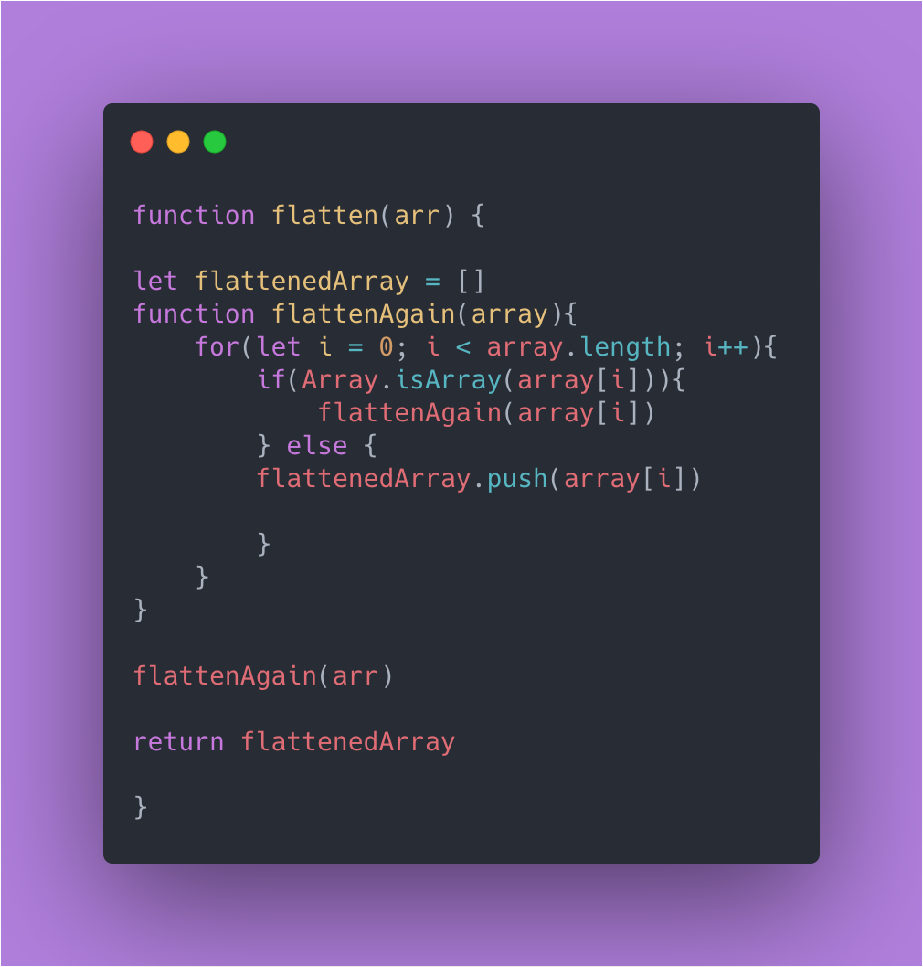 JavaScript code for flattening an array with recursion