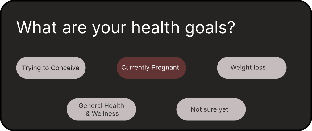 An image showing the health goal options on the app that can help Emily enrol