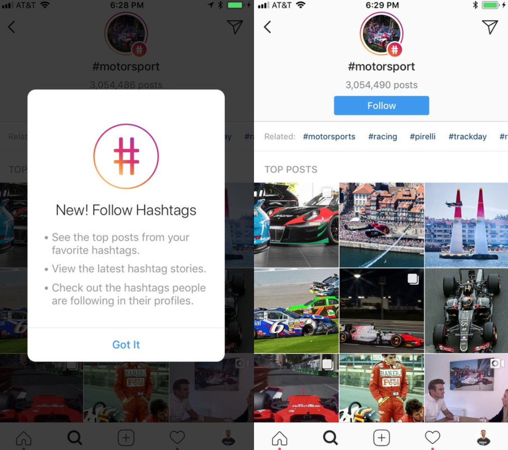 how to refine your instagram hashtag searches - blue follow button on instagram