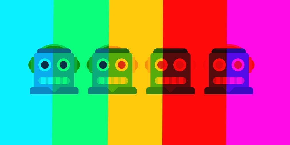 four robot heads