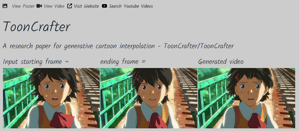added ToonCrafter on AIToolScan.com