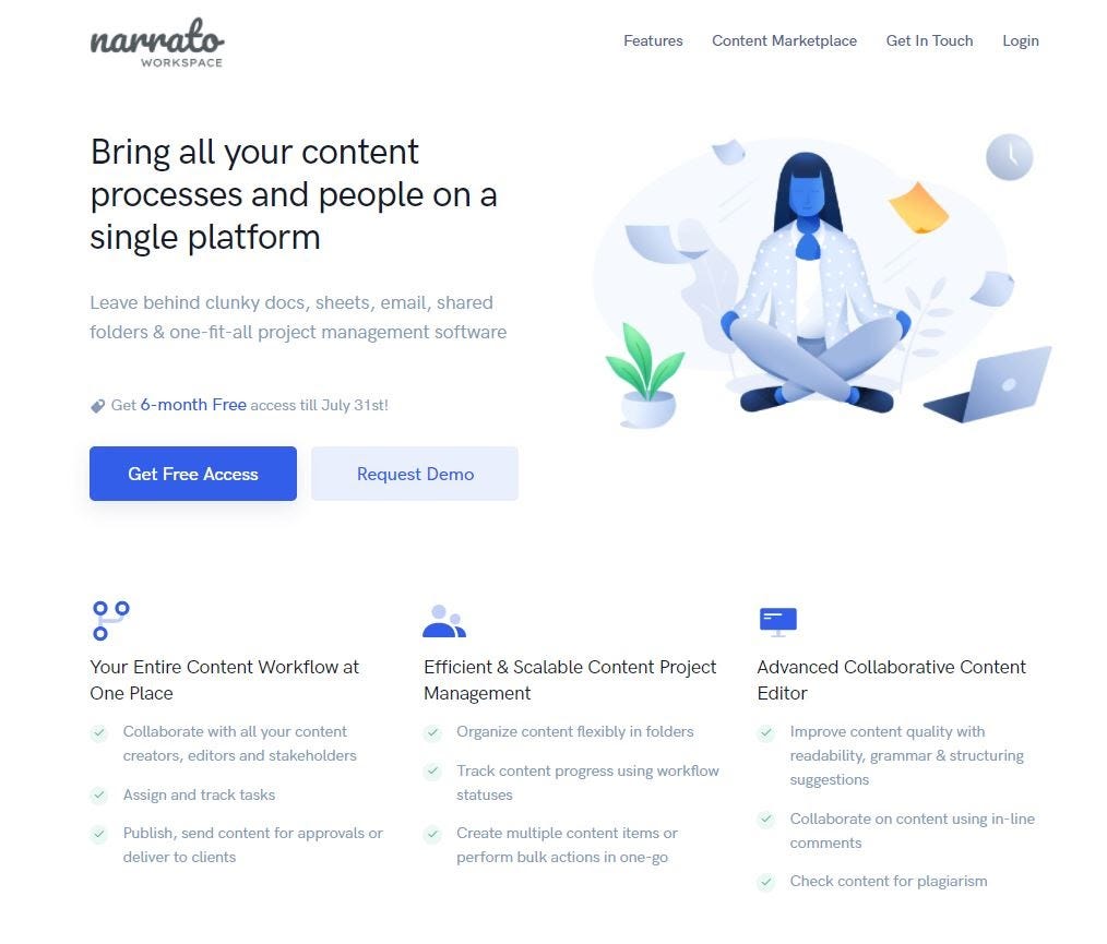 Narrato content platform for sales automation