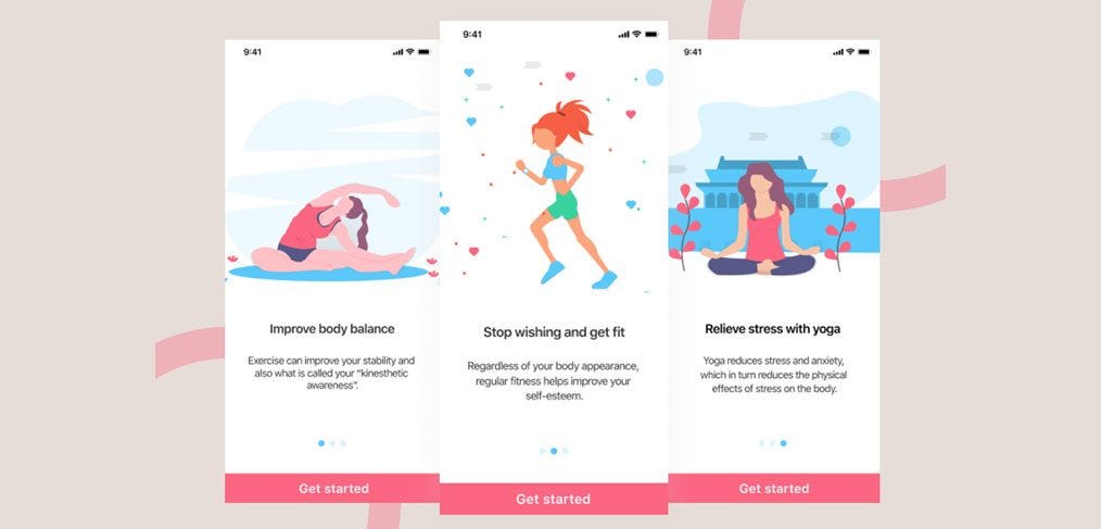 health and fitness app onboarding screens