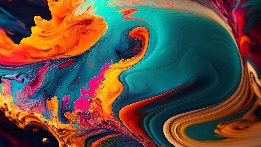 Abstract marbled image in bright colors