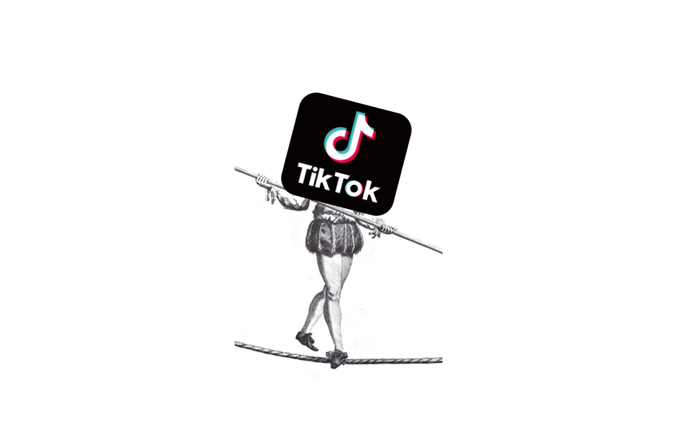 TikTok app logo pictured as a tightrope walker