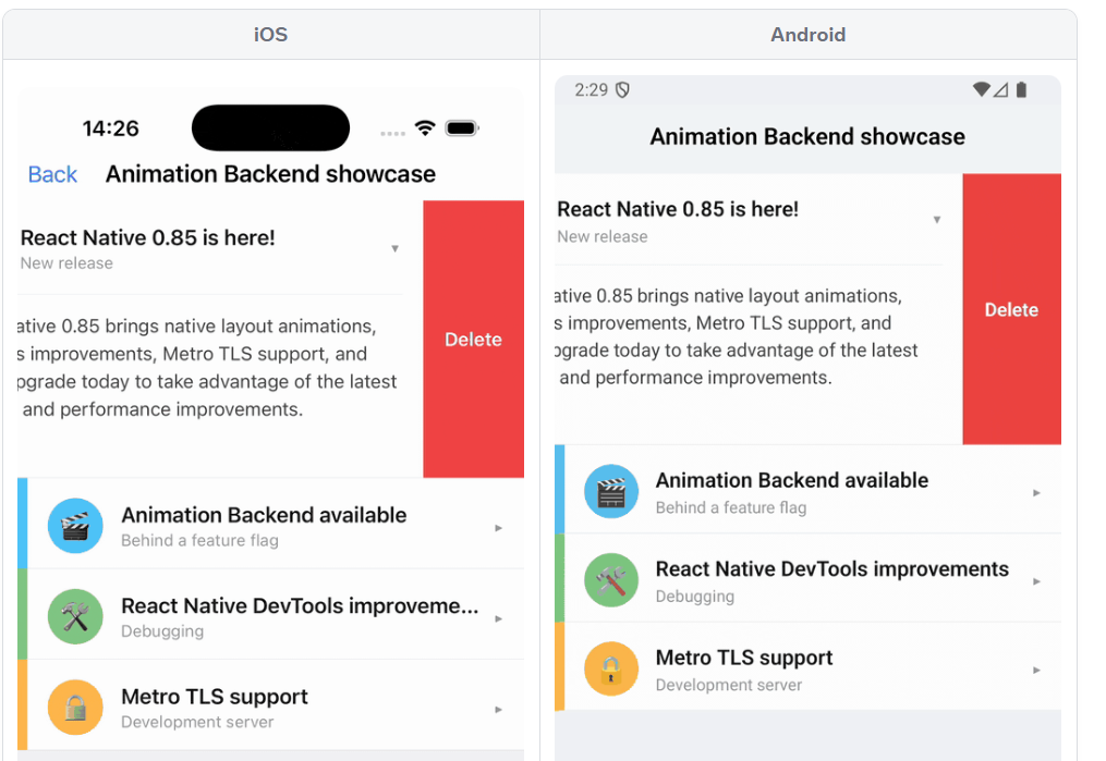React Native 0.85 — Novo Backend de Animações, Novo Pacote Jest Preset